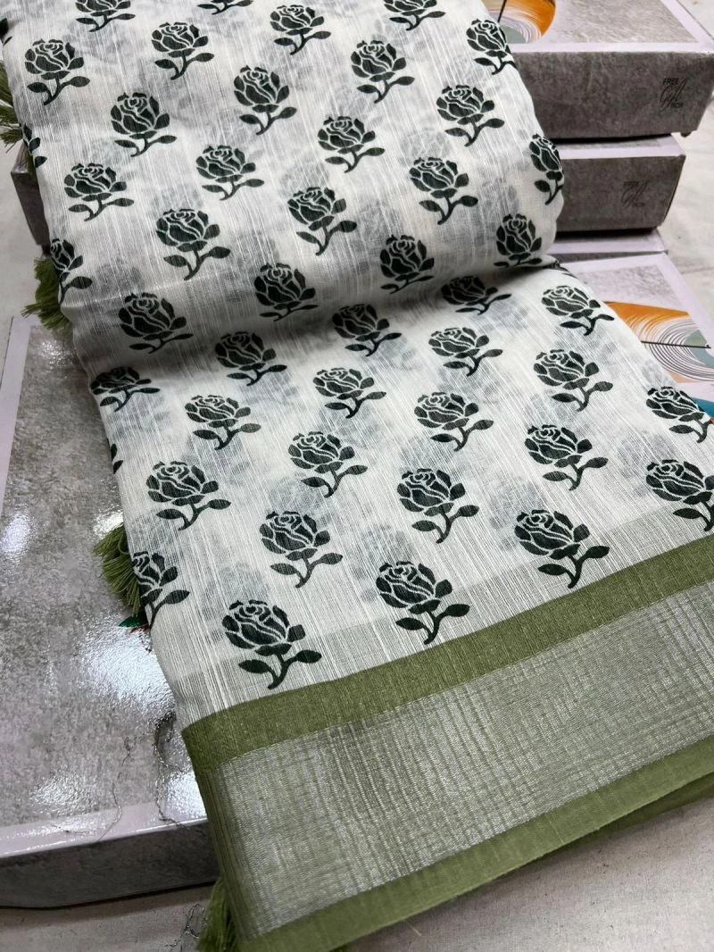 Summer Cool 2 Soft Linen Printed Saree Collection 5
