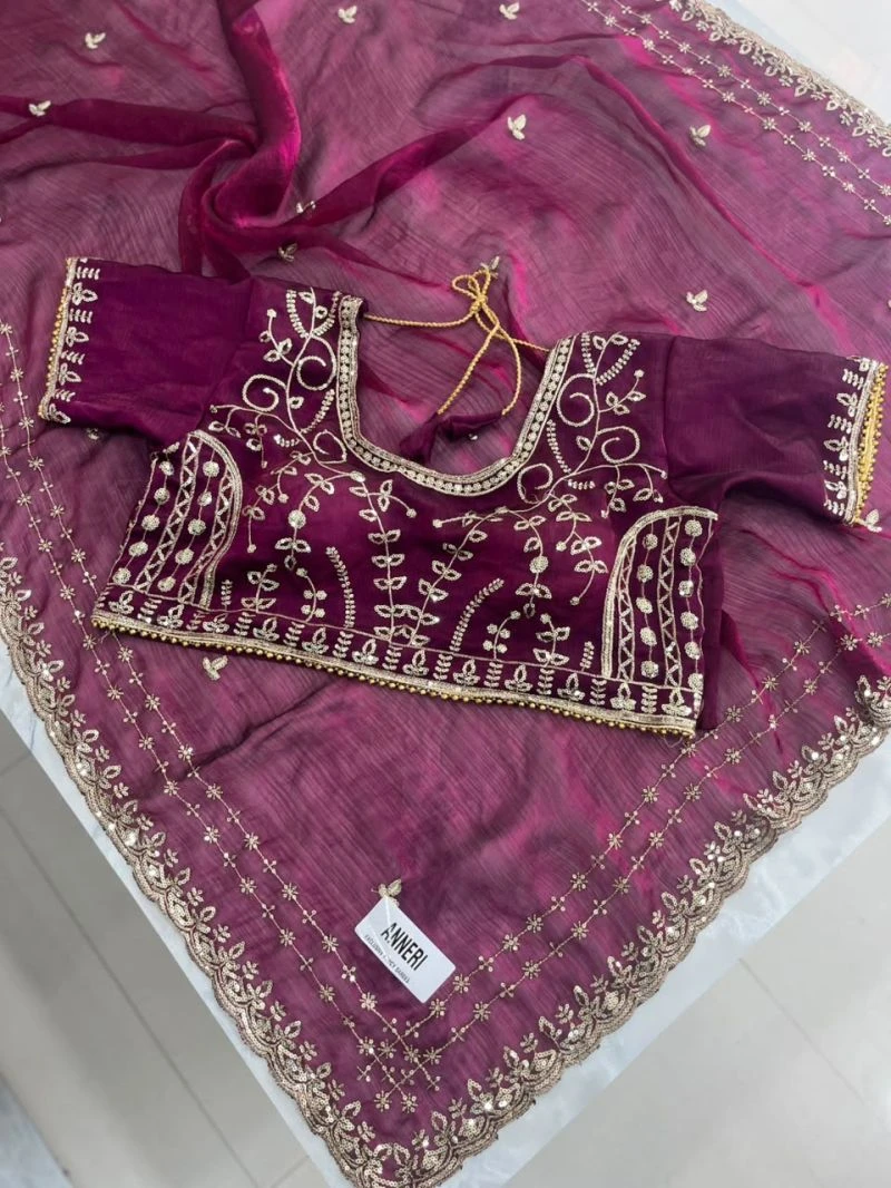 Sw Anneri Vol 1 Fandy Chiffon Embroidered Designer Saree Collection 11