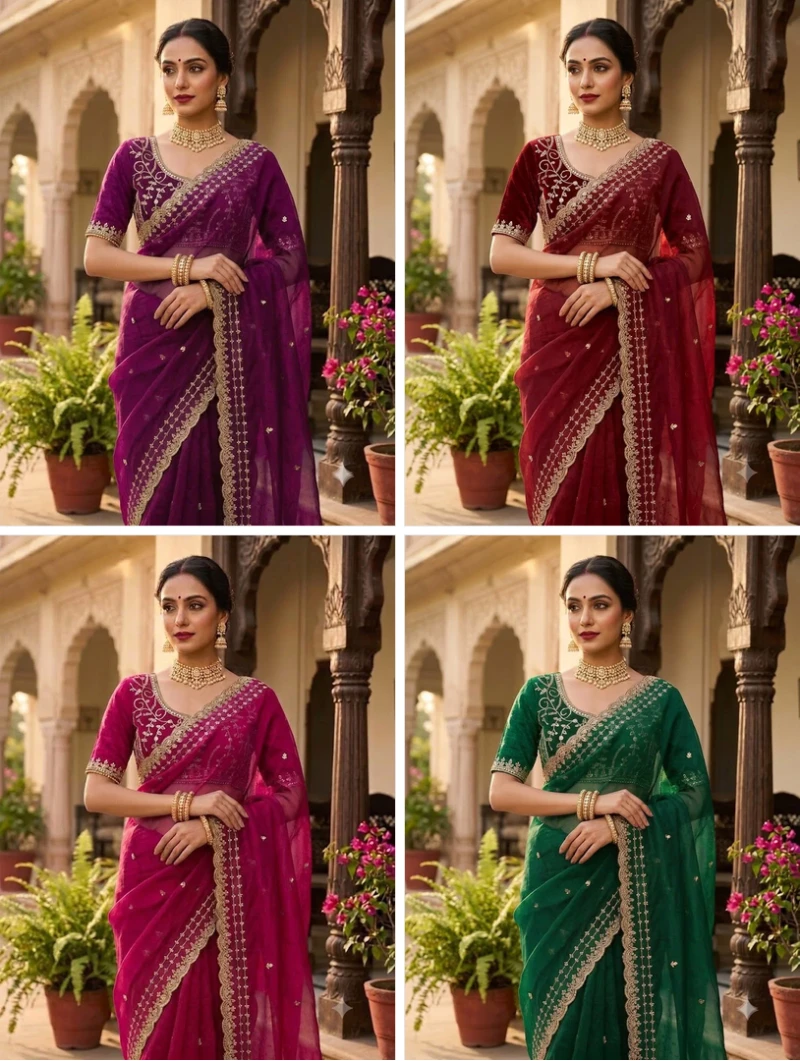 Sw Anneri Vol 1 Fandy Chiffon Embroidered Designer Saree Collection 3