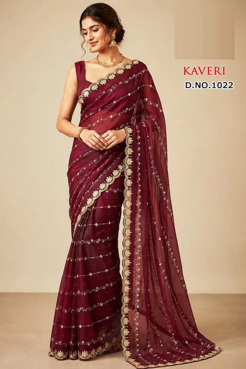 Sw Kaveri Vol 1 Star Georgette Embroidery Designer Saree Collection