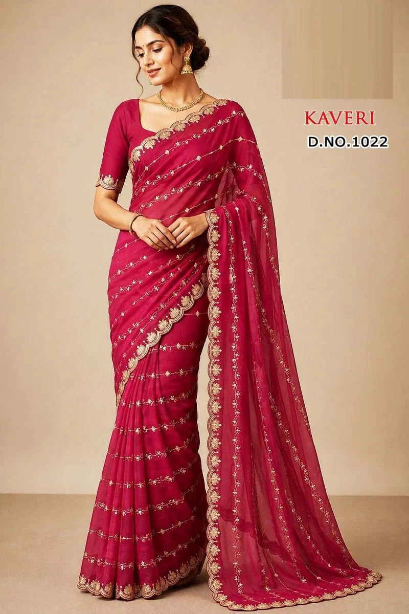 Sw Kaveri Vol 1 Star Georgette Embroidery Designer Saree Collection 4
