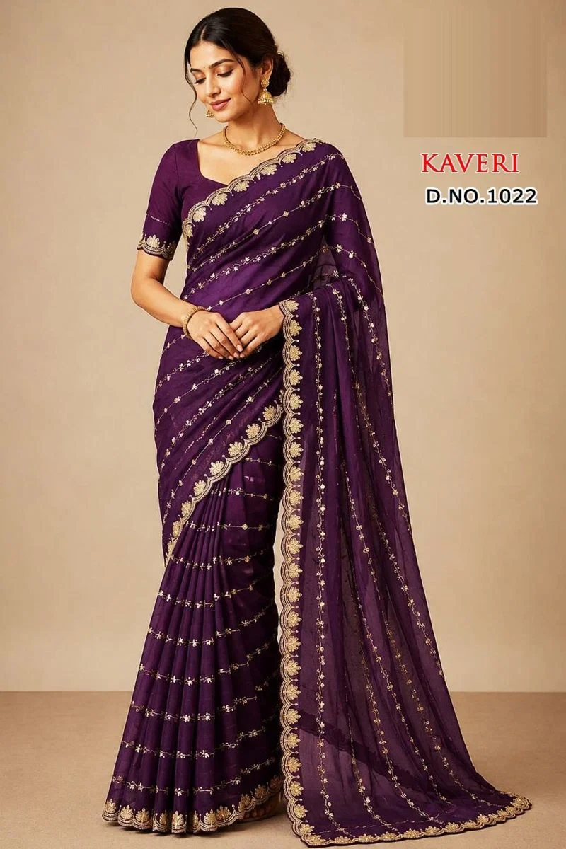 Sw Kaveri Vol 1 Star Georgette Embroidery Designer Saree Collection 5