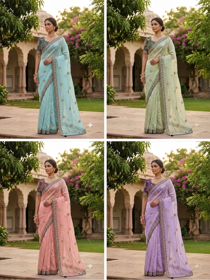Sw Maansi Vol 1 Fandy Satin Embroidered Designer Saree Collection 10