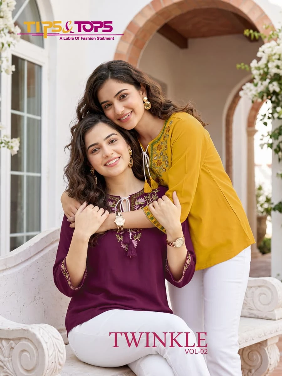 Tips And Tops Twinkle Vol-02 Heavy Rayon Embroidery Western Short Kurti 1