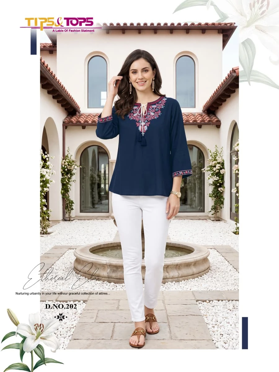 Tips And Tops Twinkle Vol-02 Heavy Rayon Embroidery Western Short Kurti 2