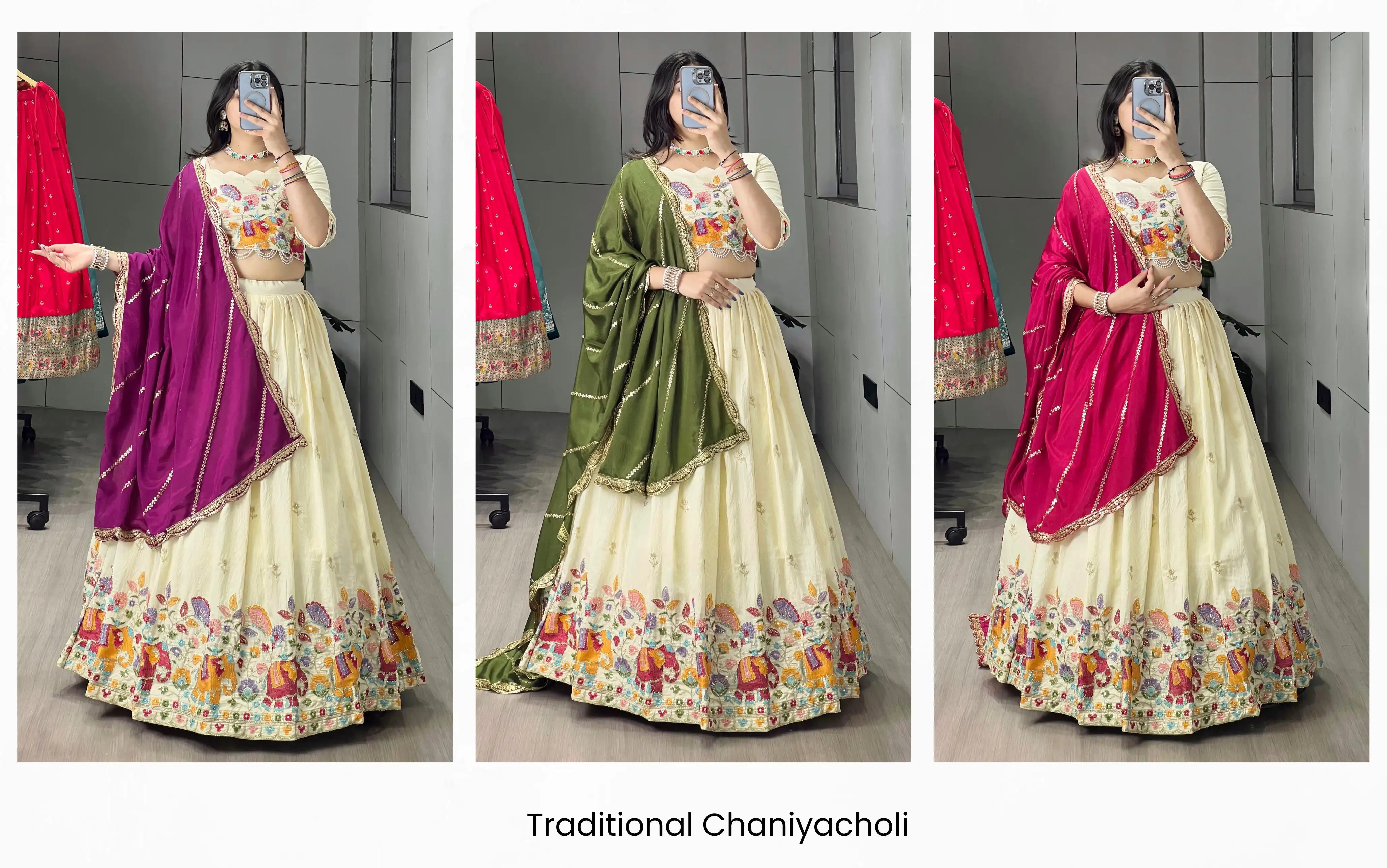 Traditional Ethnic Lehenga Choli Crush Vichitra With Semi Beads Embroidery Work 4