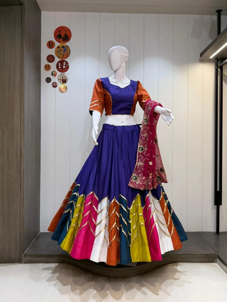 Triangle Pure Bombay Cotton Silk Lehenga Choli With Heavy Coin Border 1