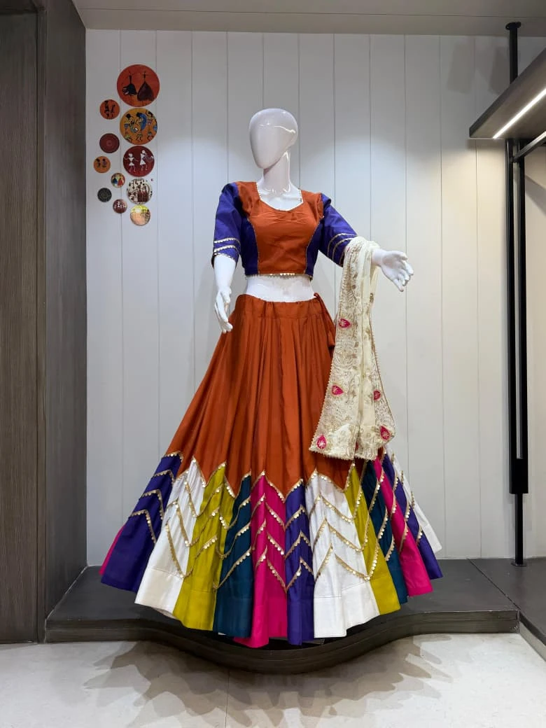 Triangle Pure Bombay Cotton Silk Lehenga Choli With Heavy Coin Border 2