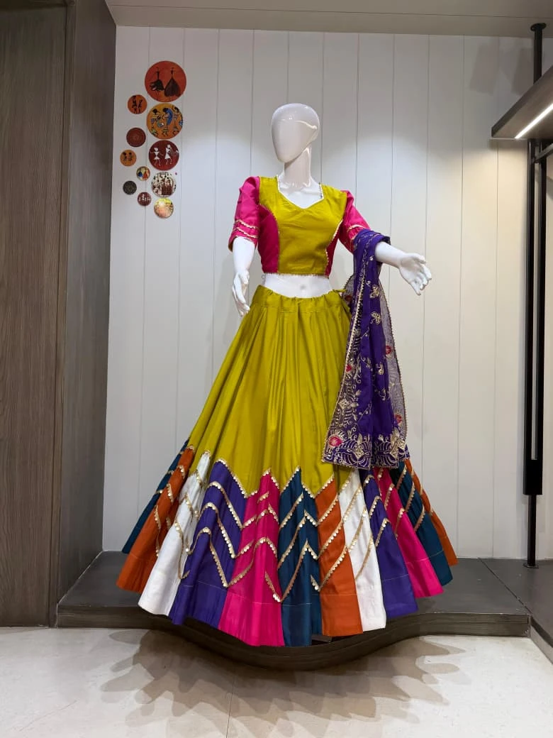 Triangle Pure Bombay Cotton Silk Lehenga Choli With Heavy Coin Border 3