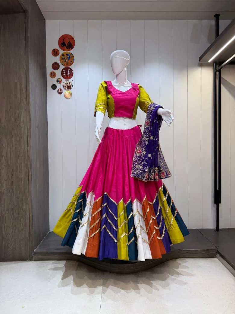 Triangle Pure Bombay Cotton Silk Lehenga Choli With Heavy Coin Border 4
