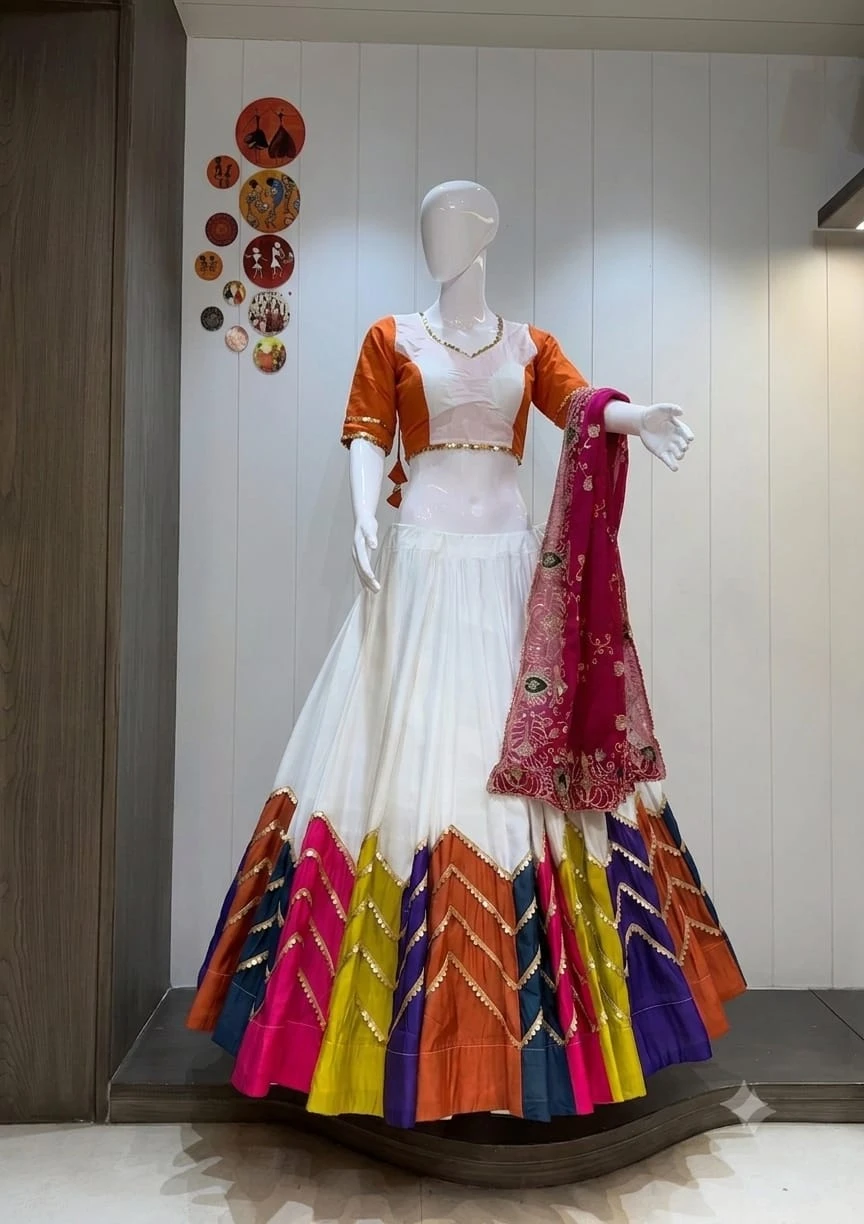 Triangle Pure Bombay Cotton Silk Lehenga Choli With Heavy Coin Border 6