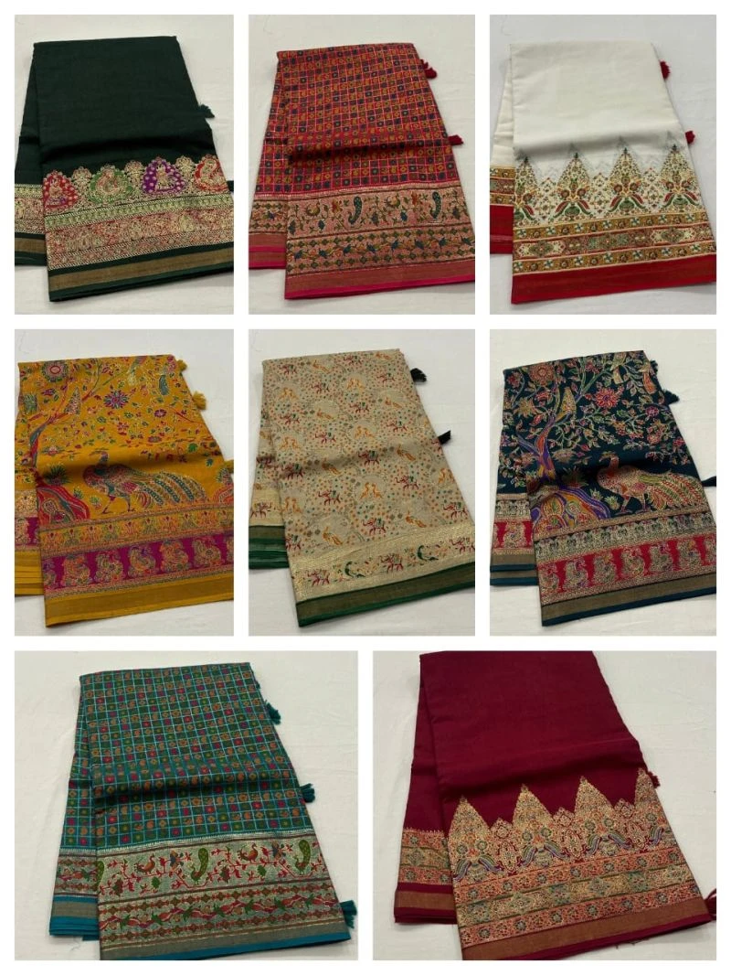 Tunisha Silk Handloom Silk Zari Border Printed Saree 10