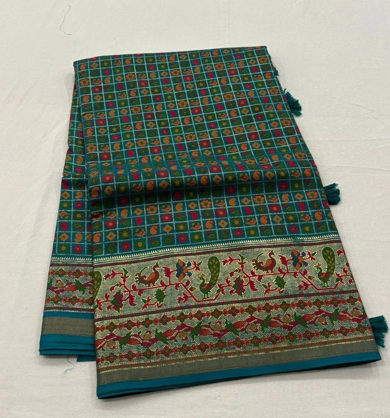 Tunisha Silk Handloom Silk Zari Border Printed Saree 2