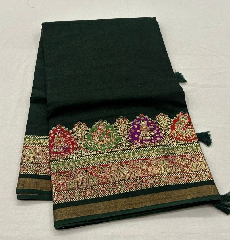 Tunisha Silk Handloom Silk Zari Border Printed Saree 5