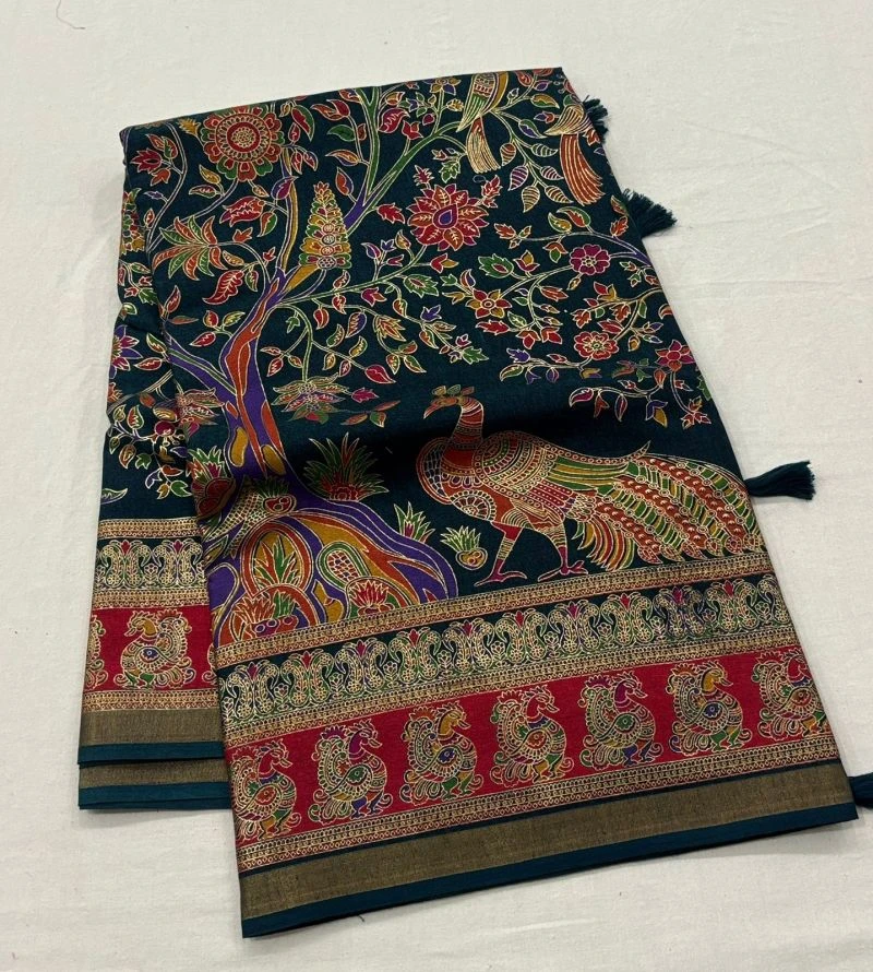Tunisha Silk Handloom Silk Zari Border Printed Saree 6