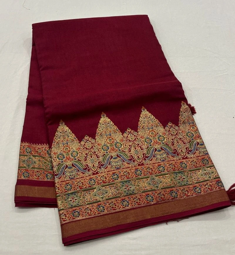 Tunisha Silk Handloom Silk Zari Border Printed Saree 7