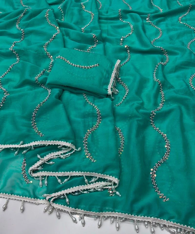 Vast 2 Star Georgette Beads Work Saree Collection 3