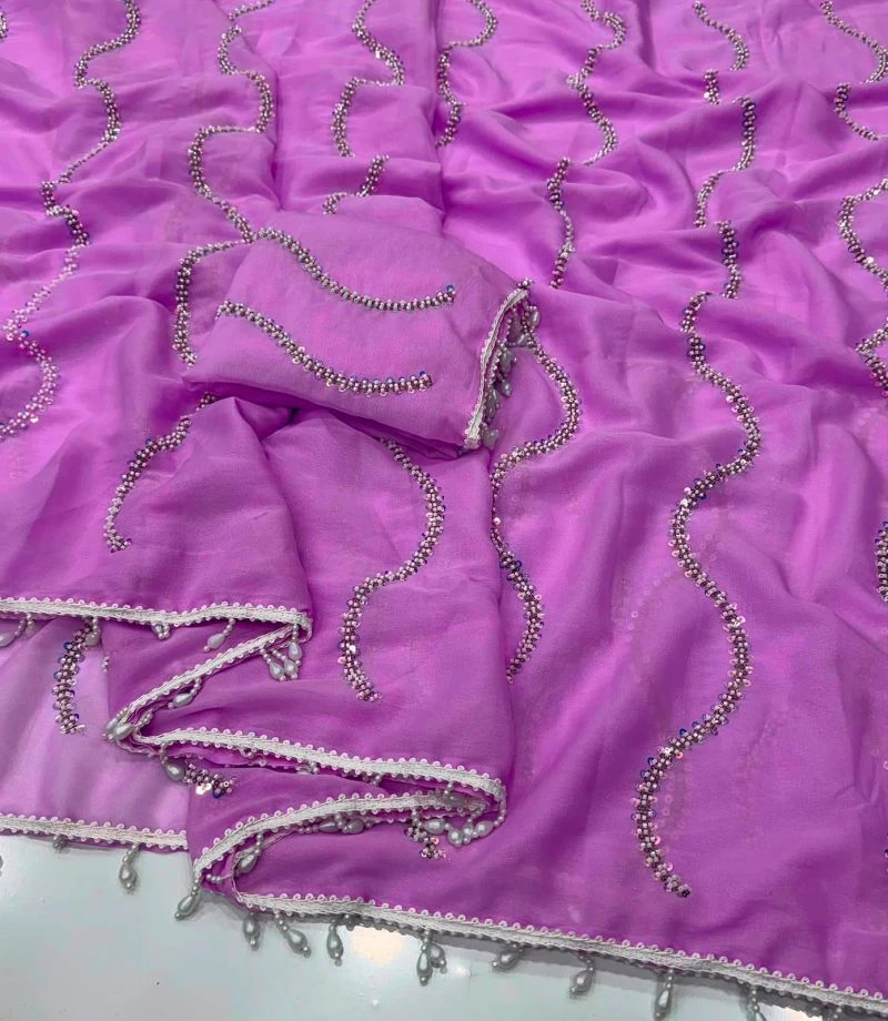 Vast 2 Star Georgette Beads Work Saree Collection 5