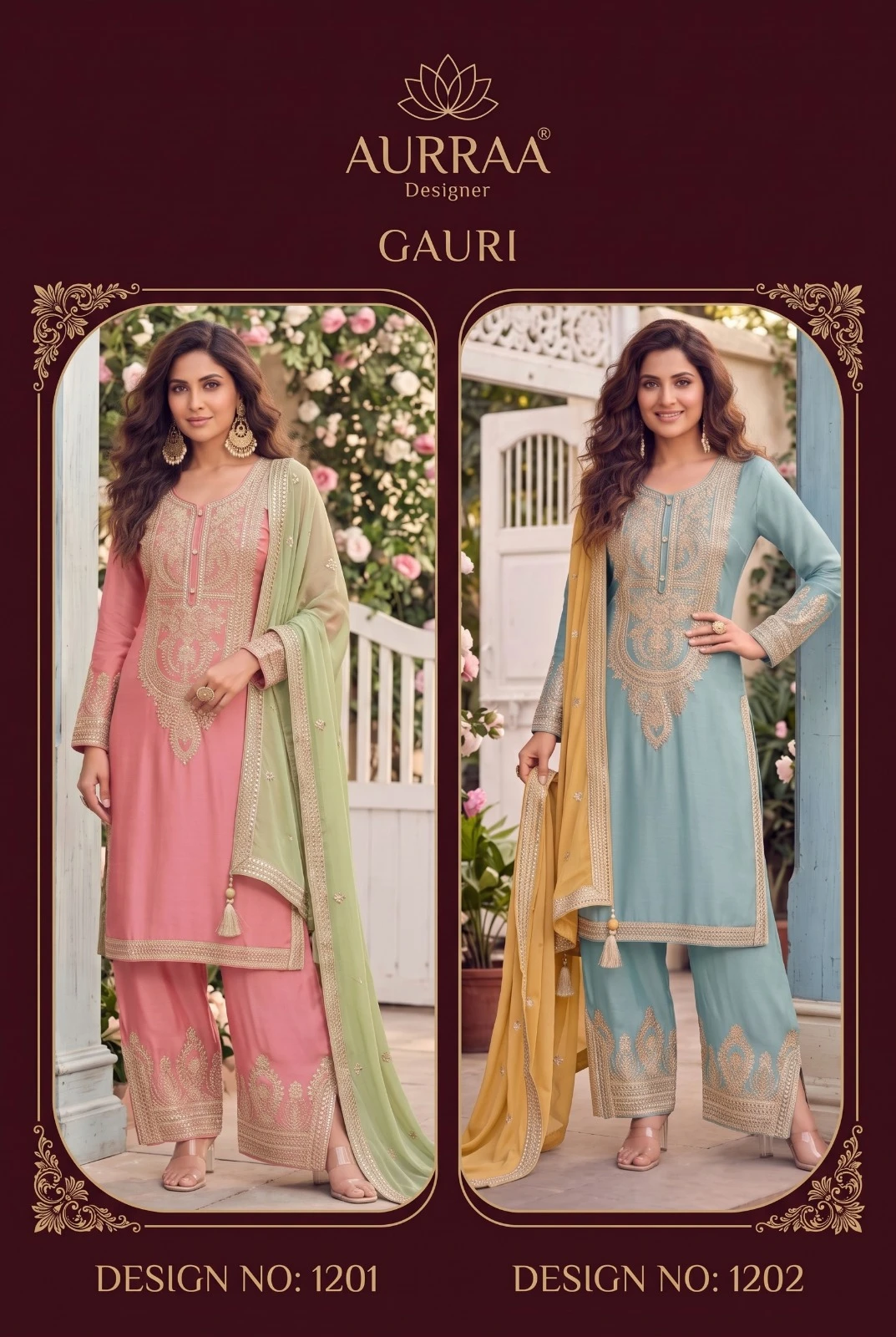 Vinayak Gauri Real Chinon Suit With Embroidery Work