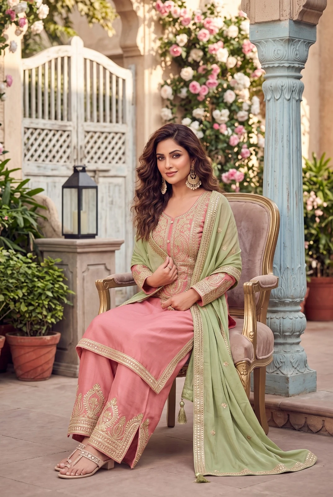 Vinayak Gauri  Real Chinon Suit With Embroidery Work 3