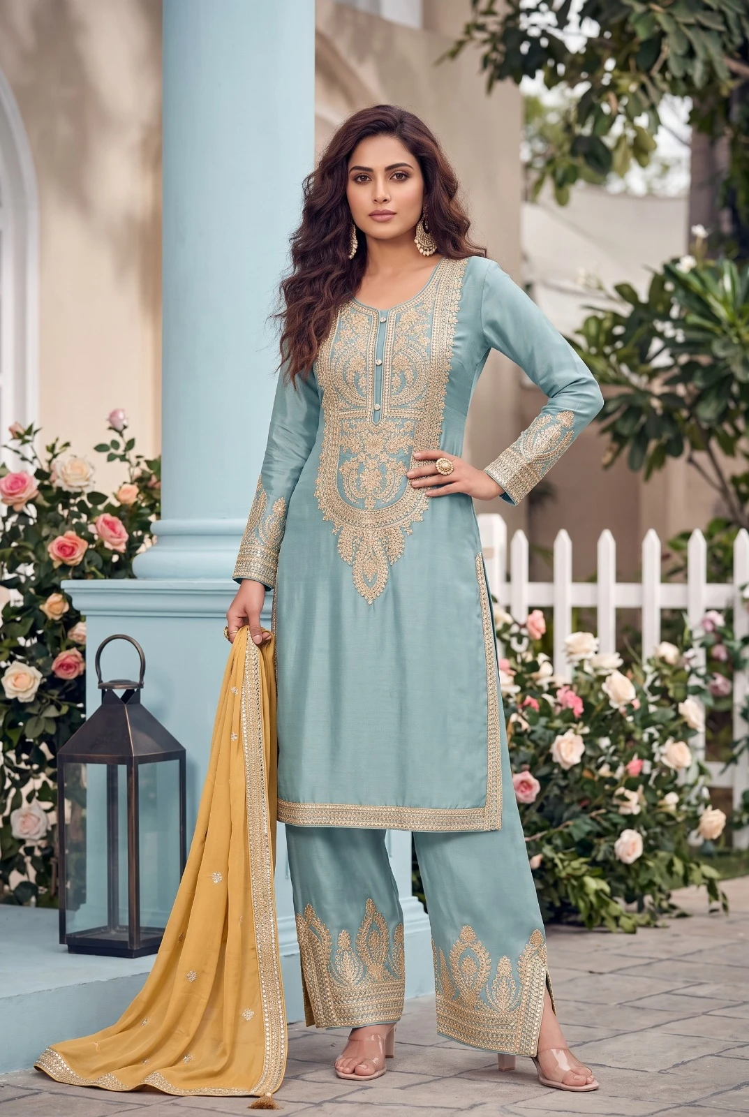 Vinayak Gauri  Real Chinon Suit With Embroidery Work 4
