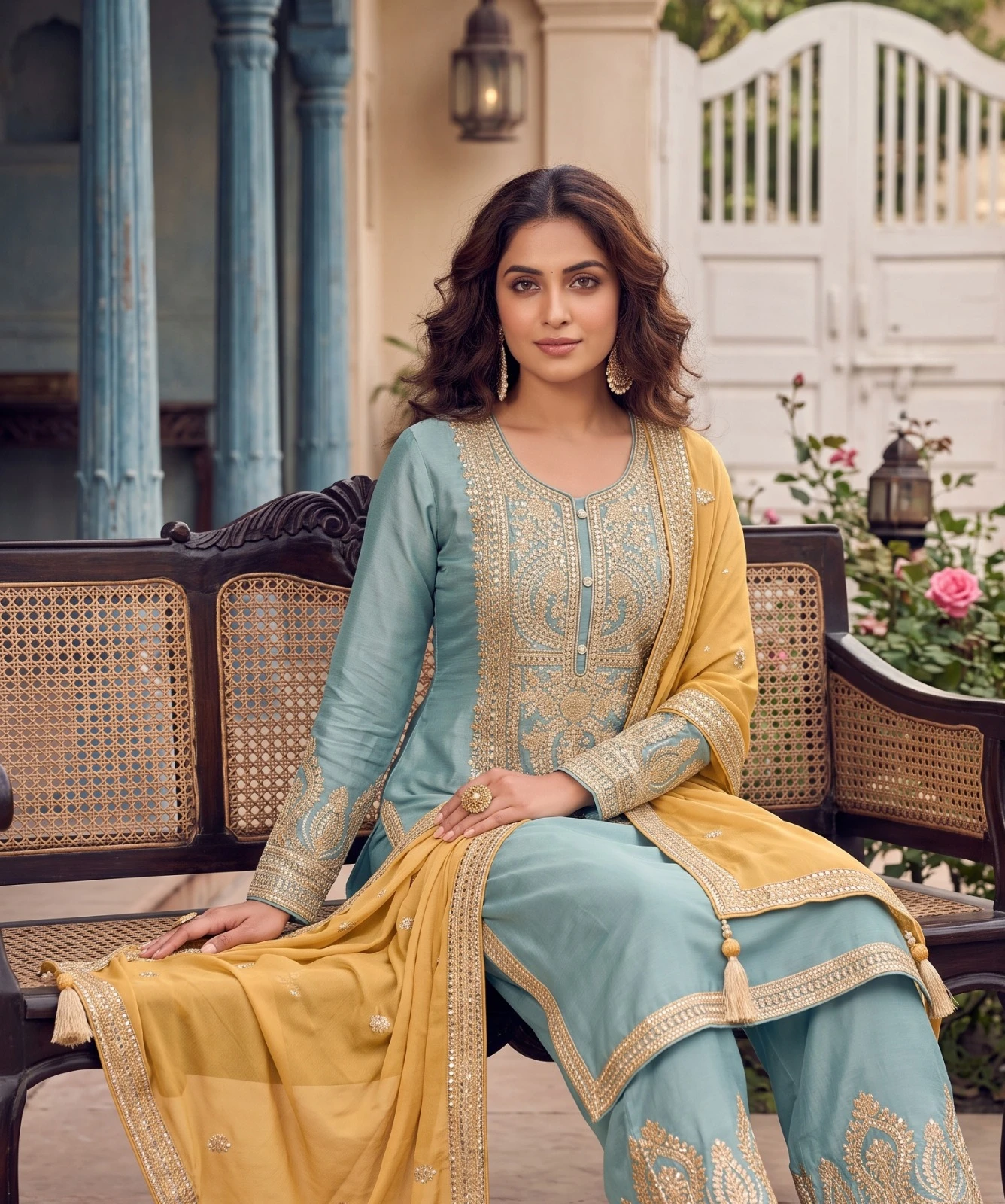 Vinayak Gauri  Real Chinon Suit With Embroidery Work 5