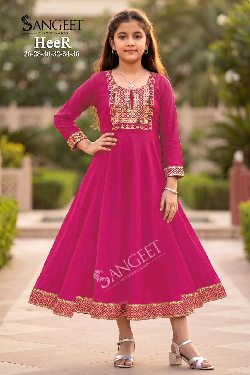Vinayak Kidswear Heer Roman Silk Gown 1