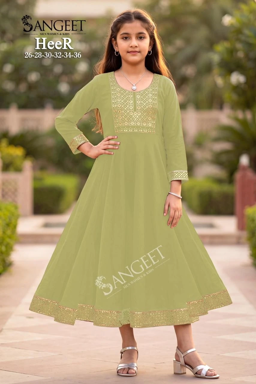 Vinayak Kidswear Heer Roman Silk Gown 3