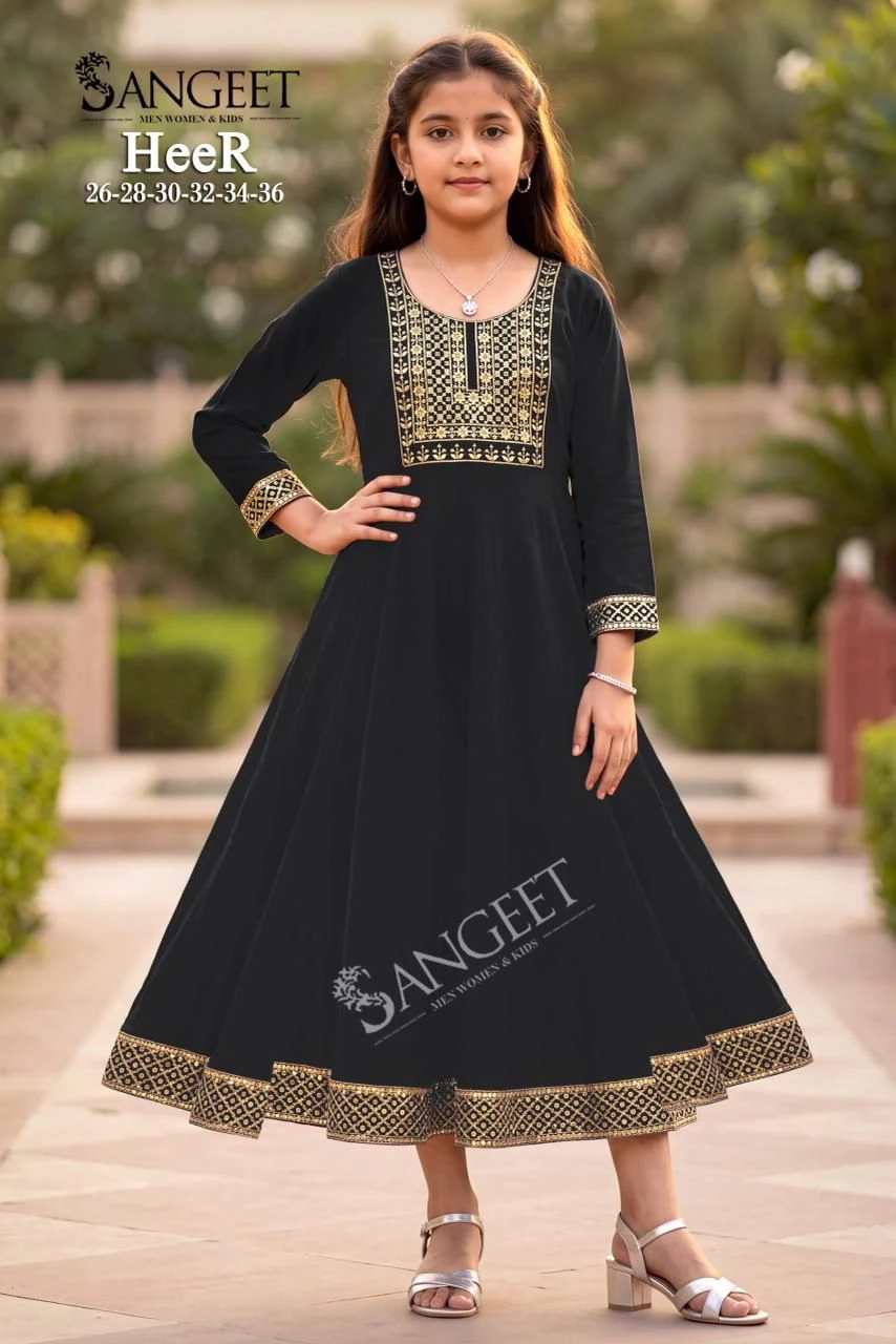 Vinayak Kidswear Heer Roman Silk Gown 4