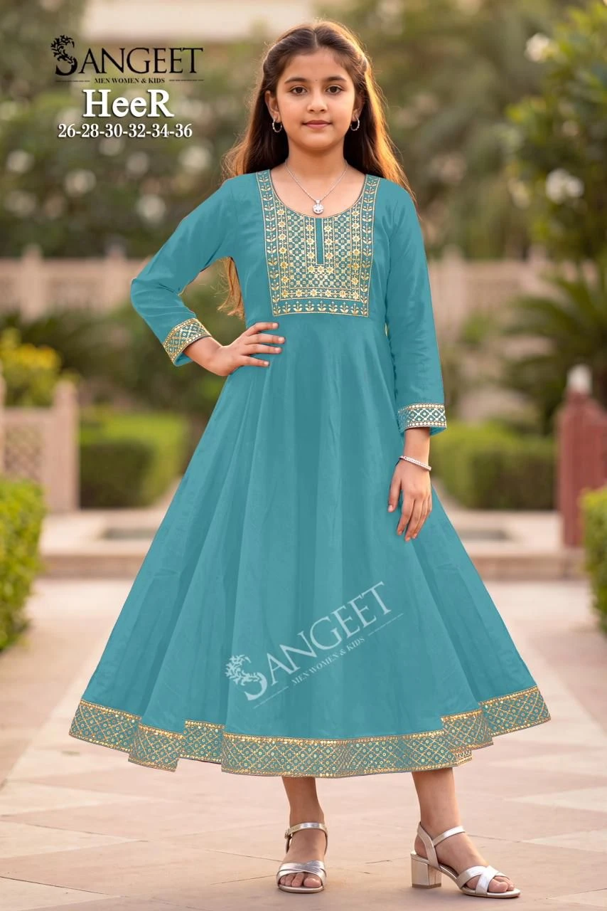 Vinayak Kidswear Heer Roman Silk Gown 5