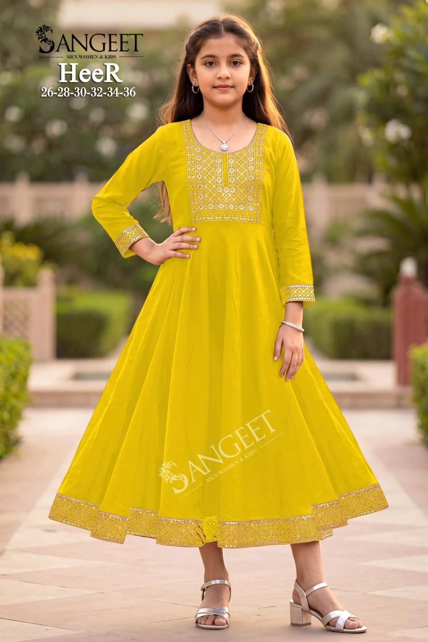 Vinayak Kidswear Heer Roman Silk Gown 7