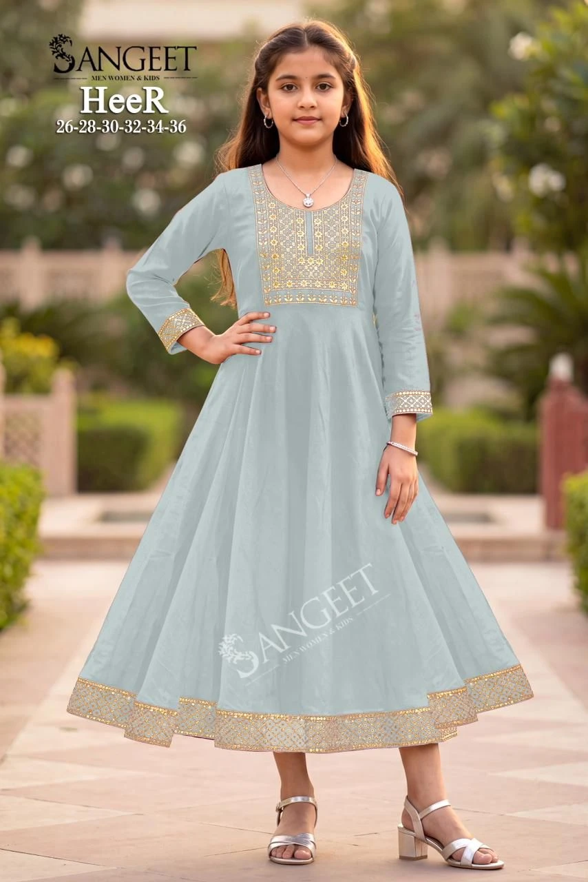 Vinayak Kidswear Heer Roman Silk Gown 8