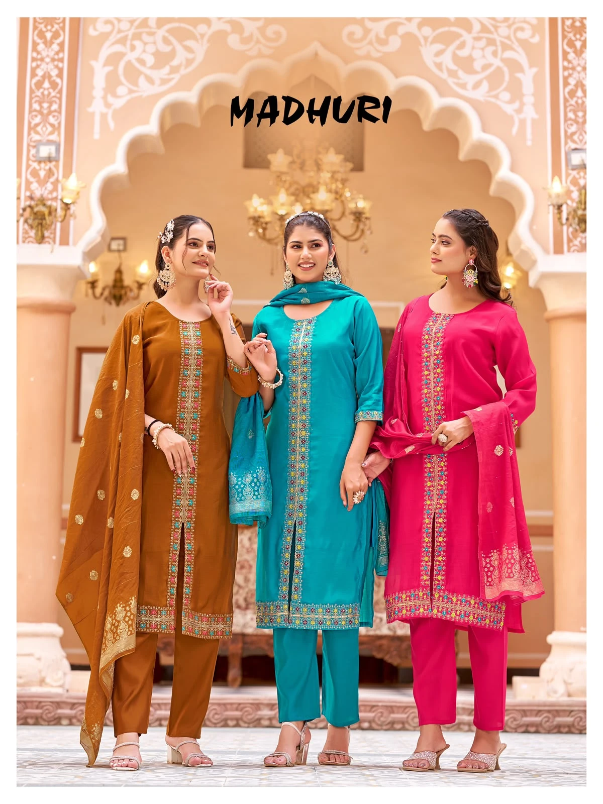 — Vinayak Mul Chanderi Readymade Collection With Viscose Jacquard Dupatta 1