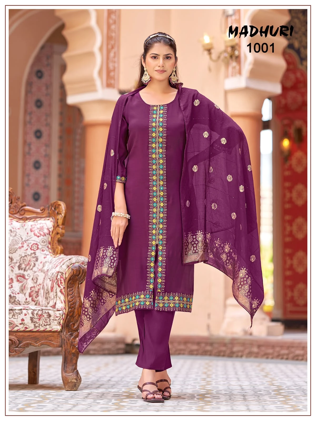 — Vinayak Mul Chanderi Readymade Collection With Viscose Jacquard Dupatta 11