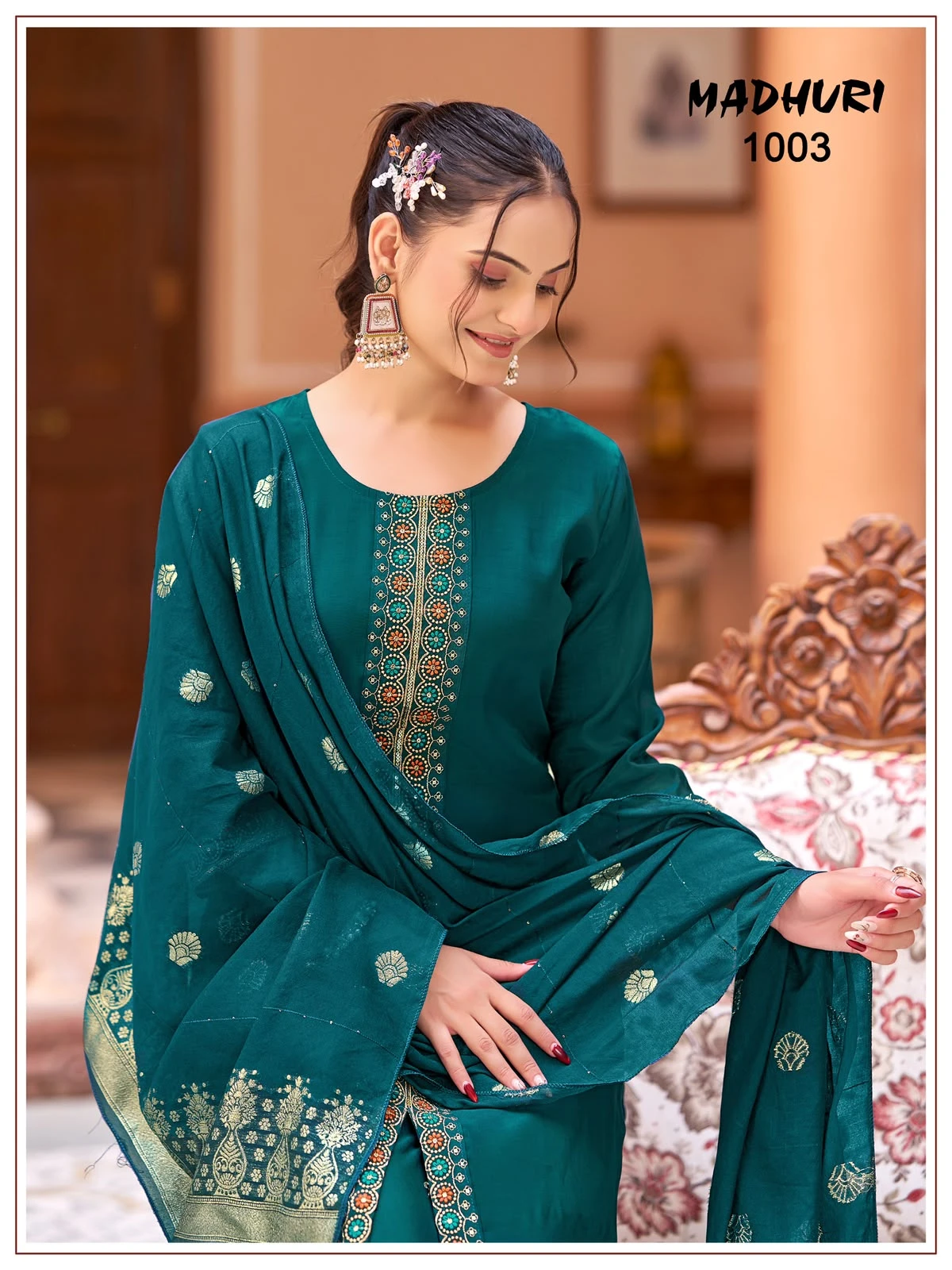 — Vinayak Mul Chanderi Readymade Collection With Viscose Jacquard Dupatta 17