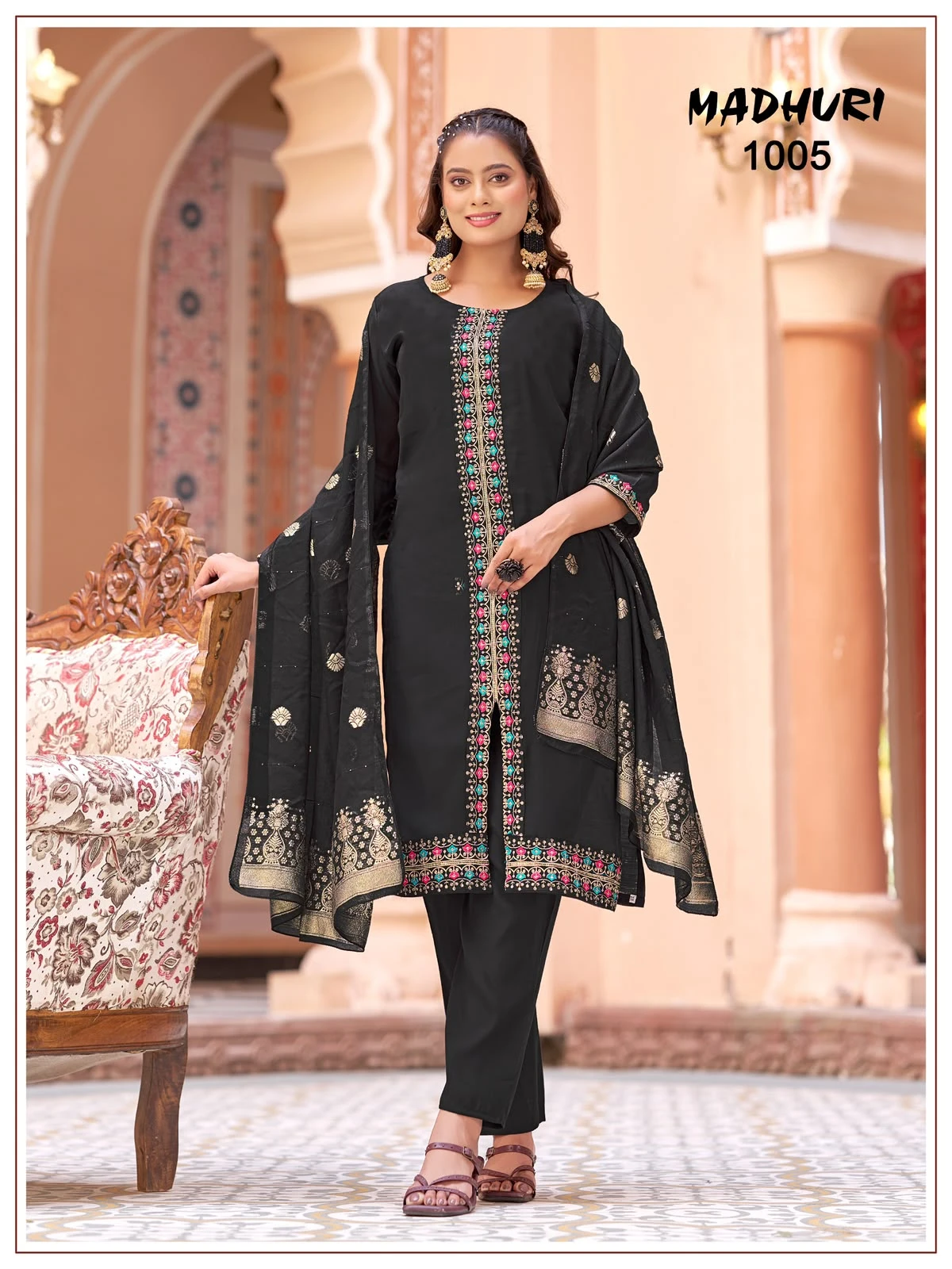 — Vinayak Mul Chanderi Readymade Collection With Viscose Jacquard Dupatta 3
