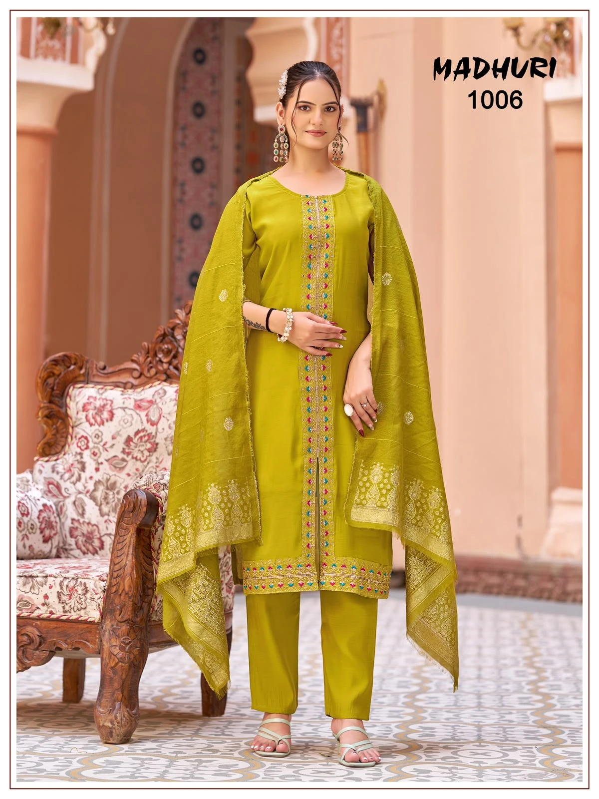 — Vinayak Mul Chanderi Readymade Collection With Viscose Jacquard Dupatta 4