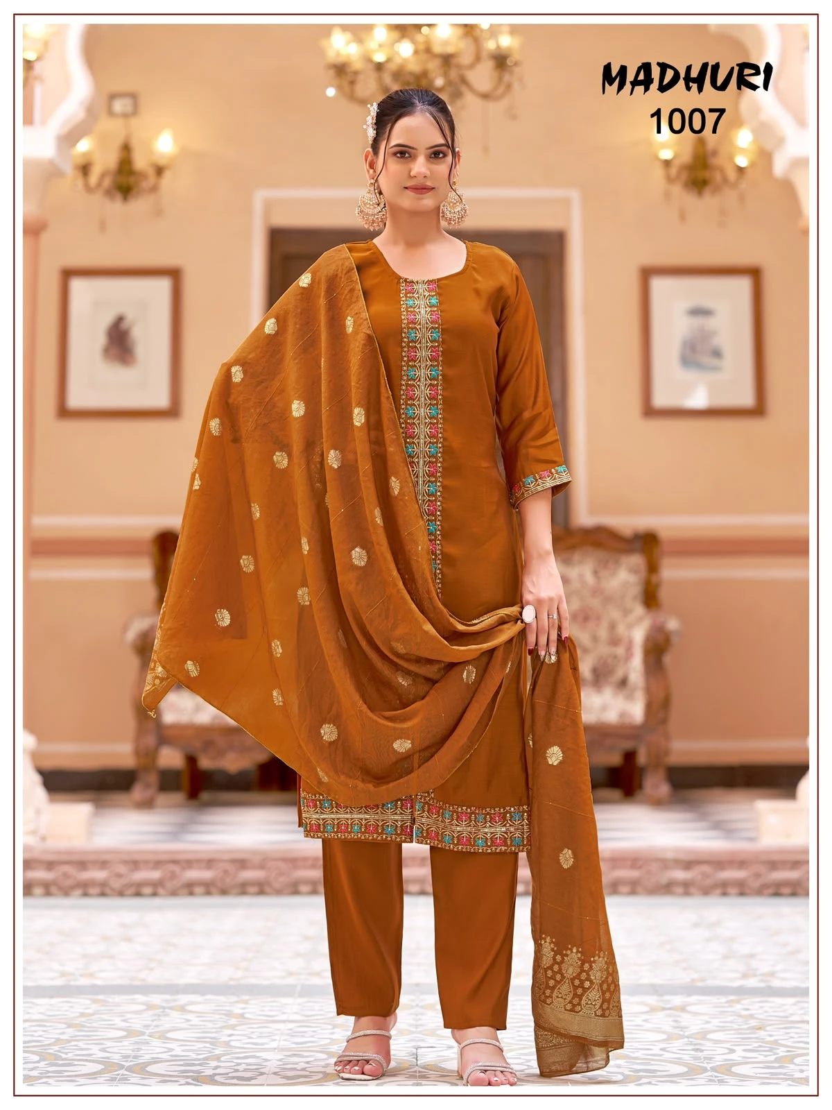 — Vinayak Mul Chanderi Readymade Collection With Viscose Jacquard Dupatta 9