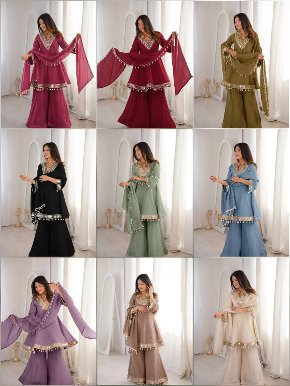 Vinayak Real Mirror Work Palazzo Set With Kodi Fancy Lace 1