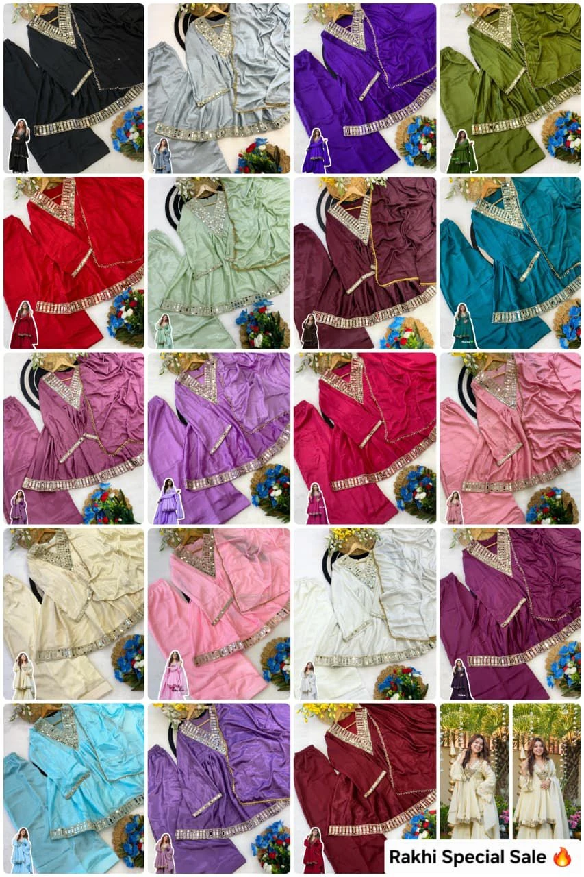 Vinayak Real Mirror Work Palazzo Set With Kodi Fancy Lace 2