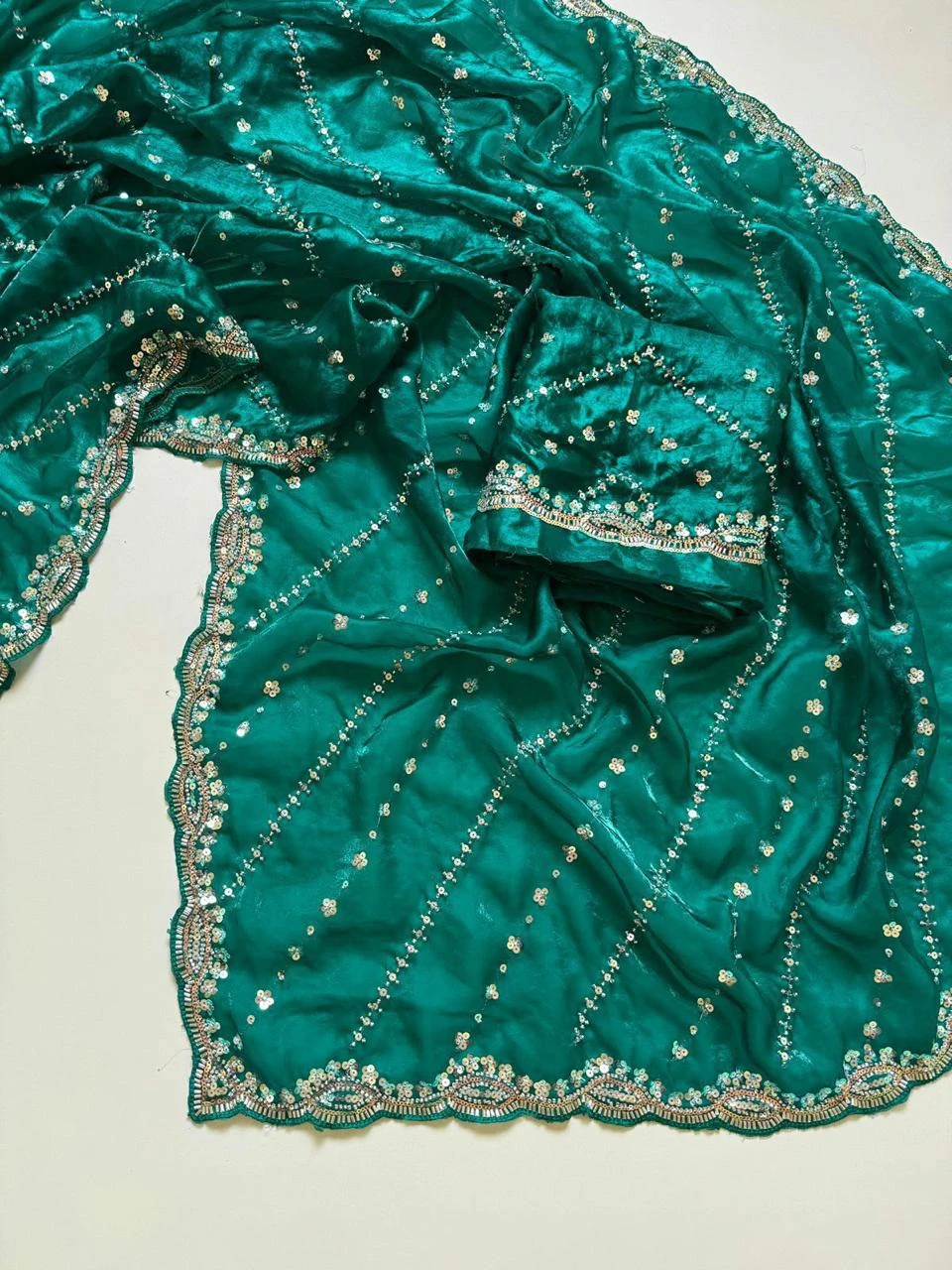 Vinayak Soft Fandy Satin  Saree With Heavy Sequin Beads Embroidery 7
