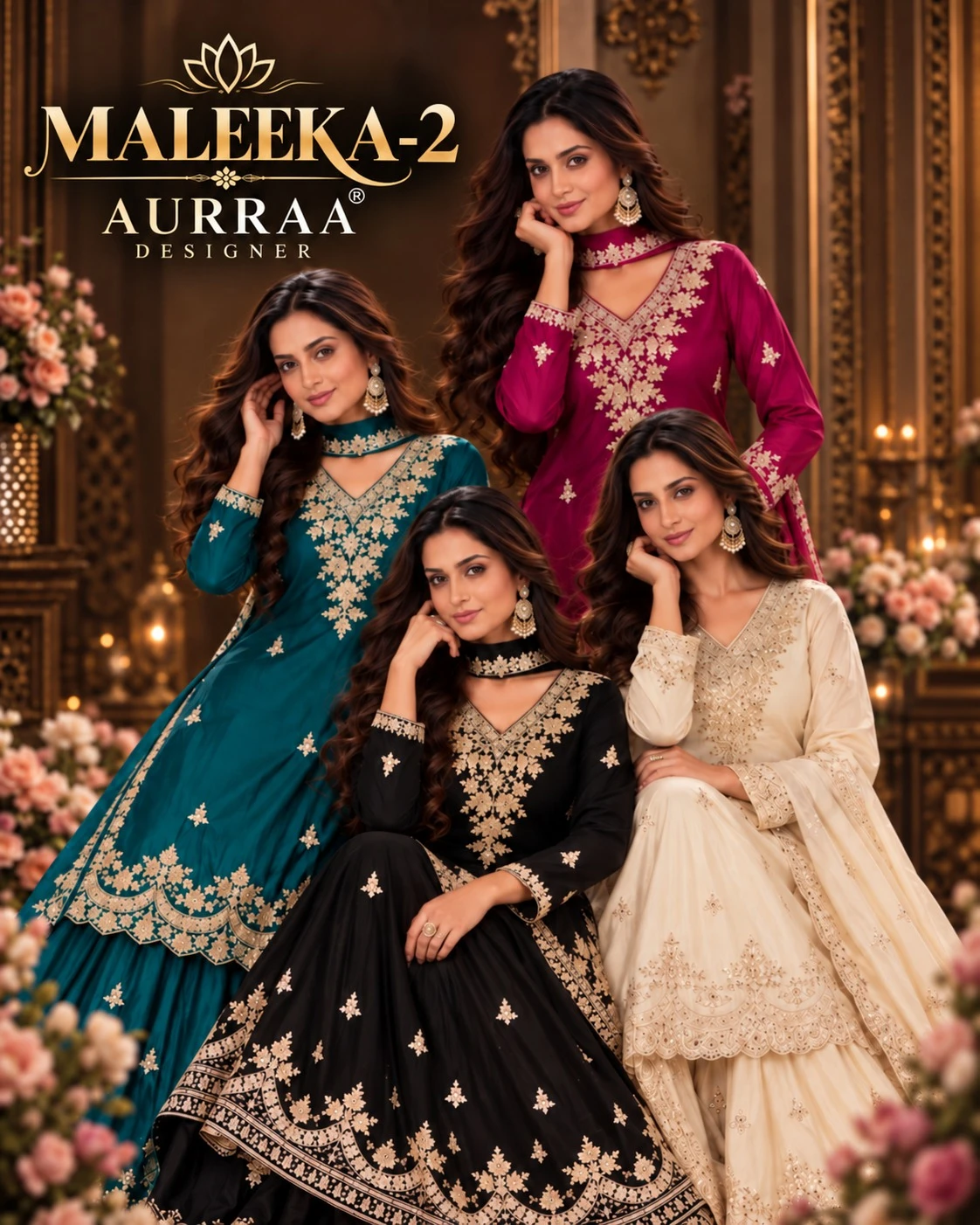 Vinayak Wholesale Aurraa Designer Maleeka-2 Premium Chinon Suit With Embroidery Work 1