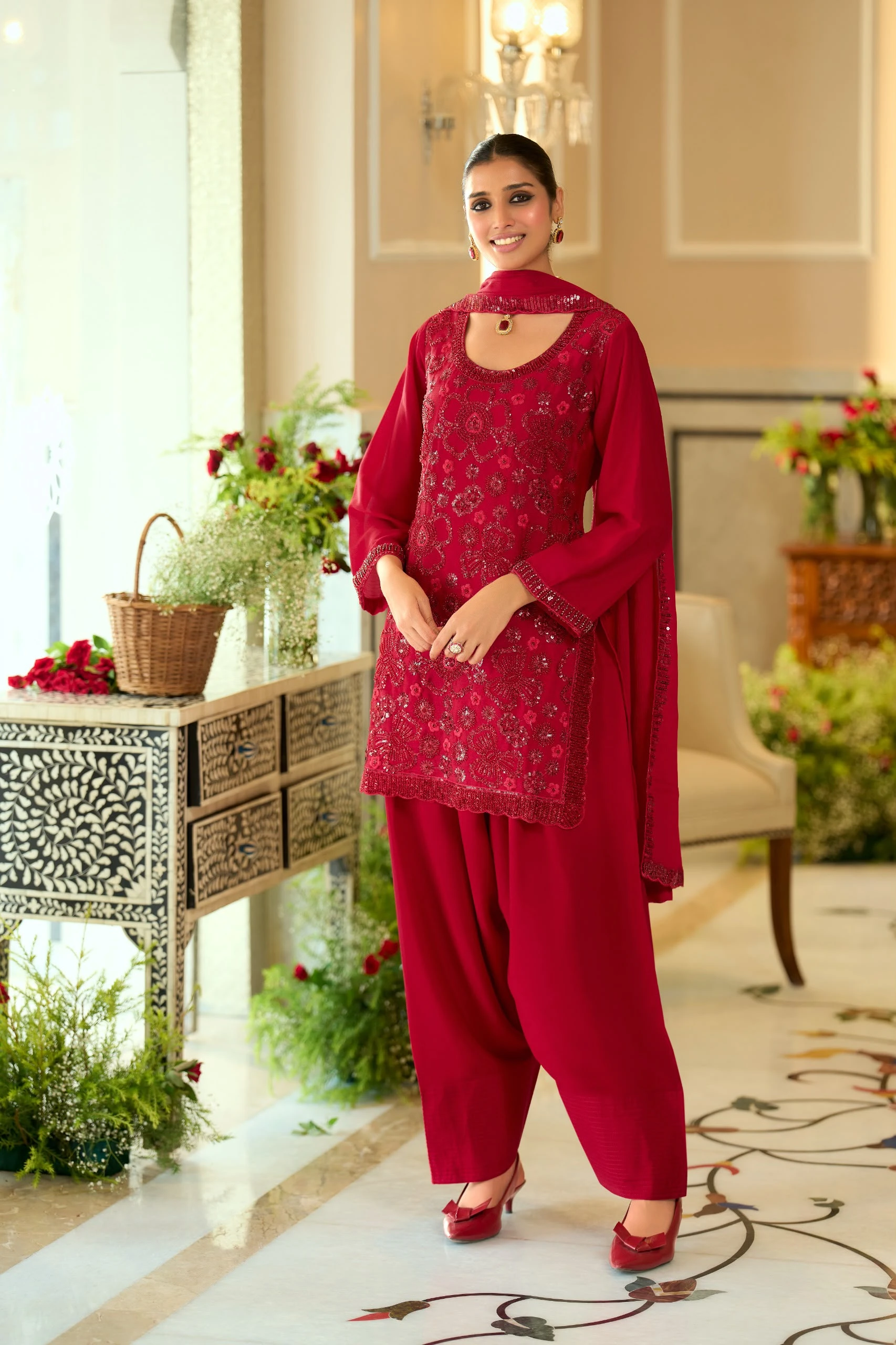 Vinayak Wholesale Chinon Farshi Salwar Suit With Beads And Embroidery Work 3