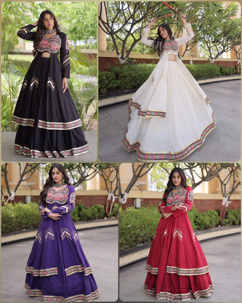 Vinayak Wholesale Cora Cotton Lehenga Choli With Heart Thread Embroidery And Gamti Mirror Work