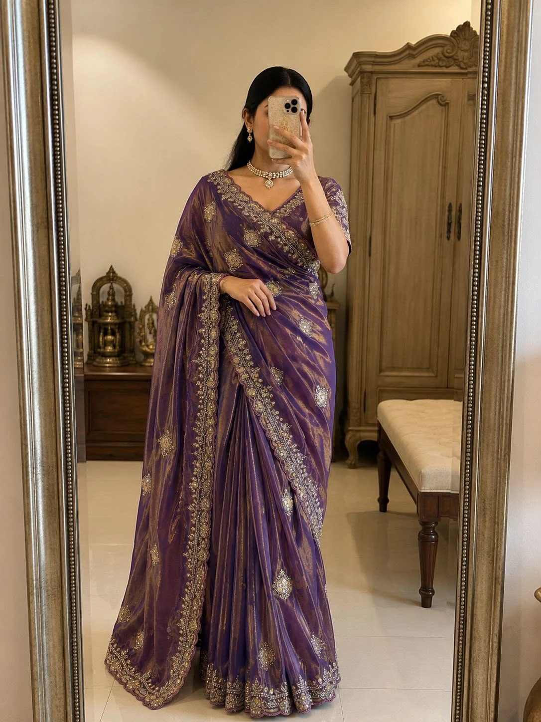 Vinayak Wholesale Fancy Space Silk Saree With Handwork Beads And Sequin Work 11
