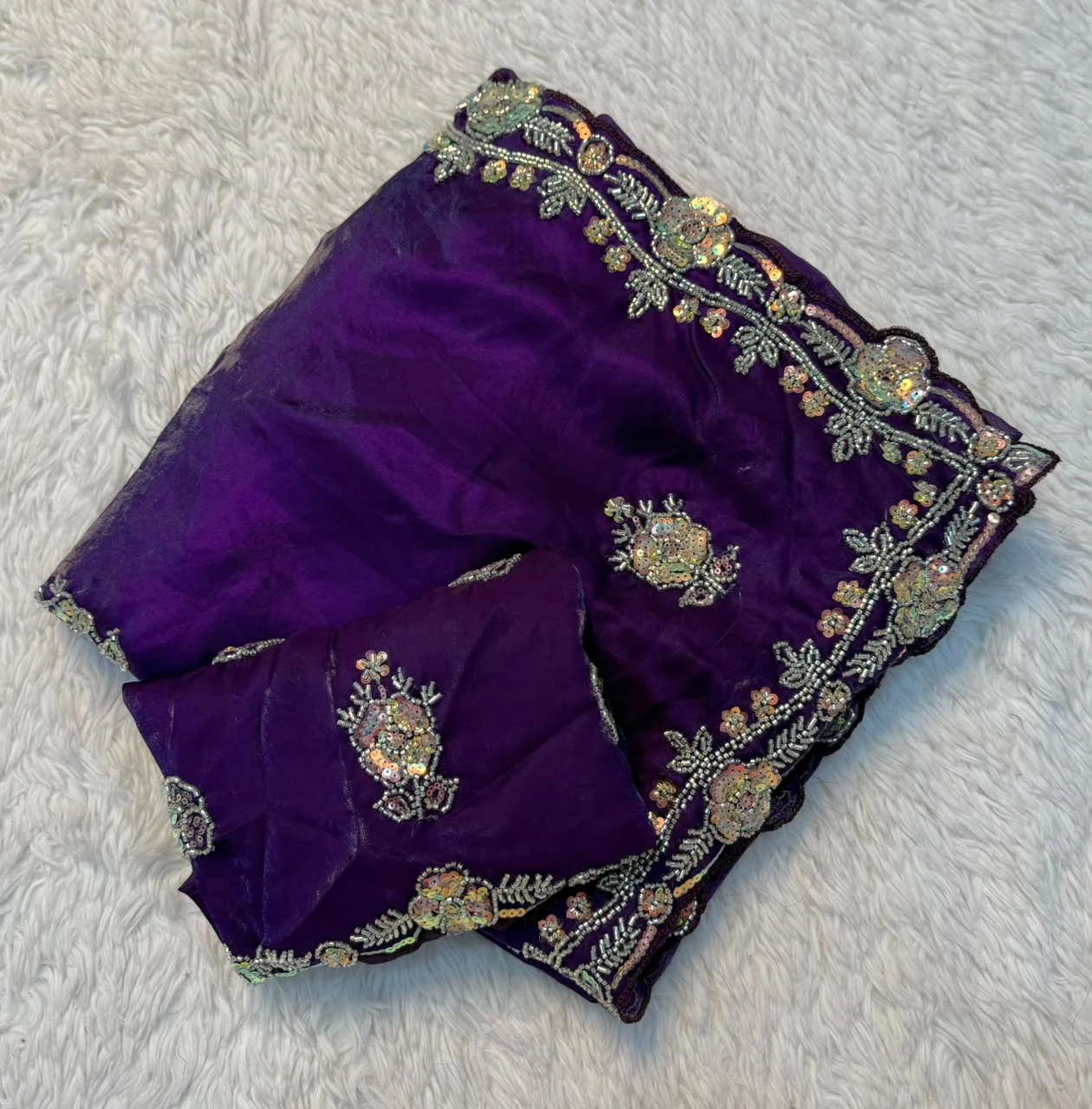 Vinayak Wholesale Fancy Space Silk Saree With Handwork Beads And Sequin Work 12