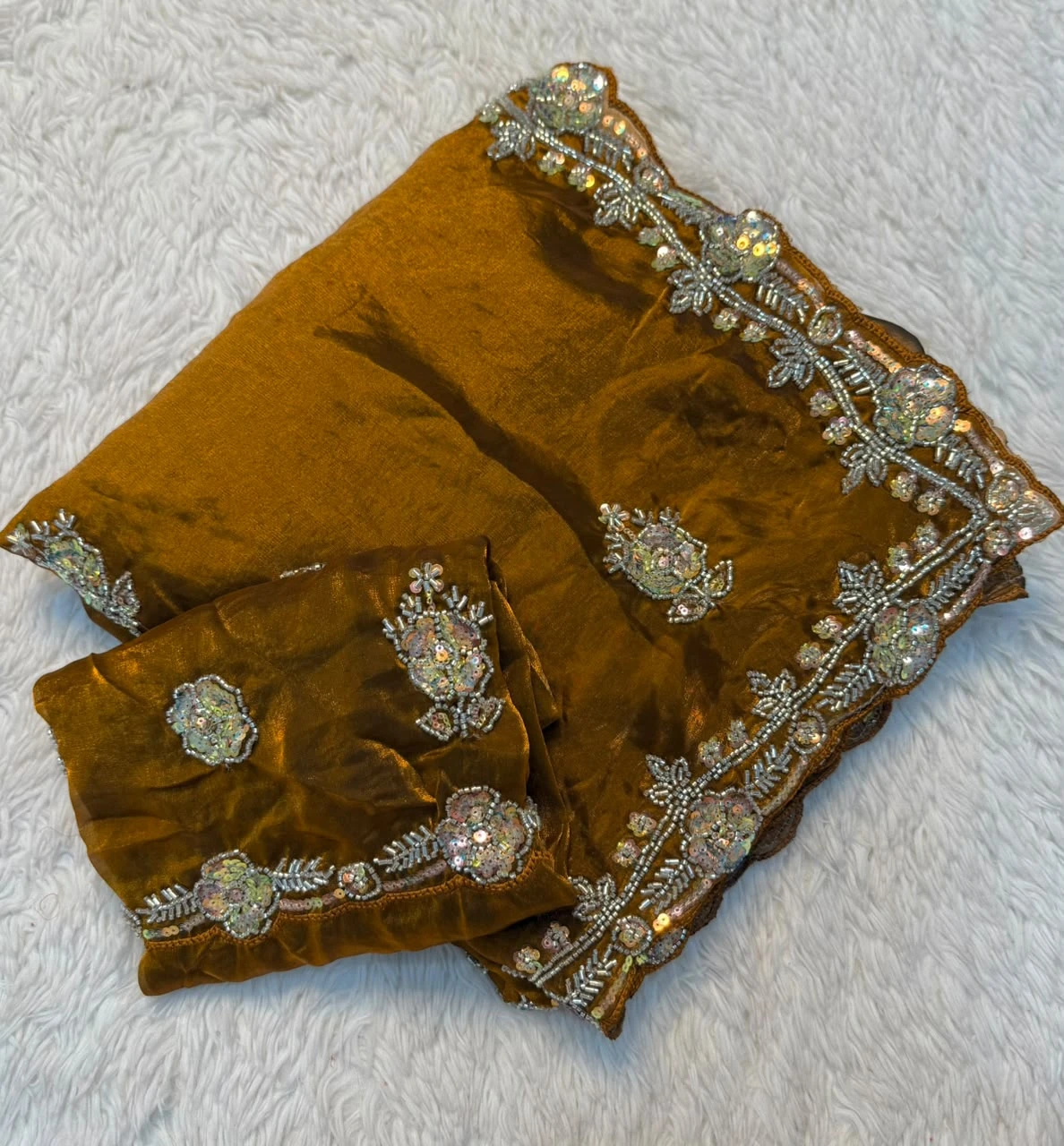 Vinayak Wholesale Fancy Space Silk Saree With Handwork Beads And Sequin Work 13