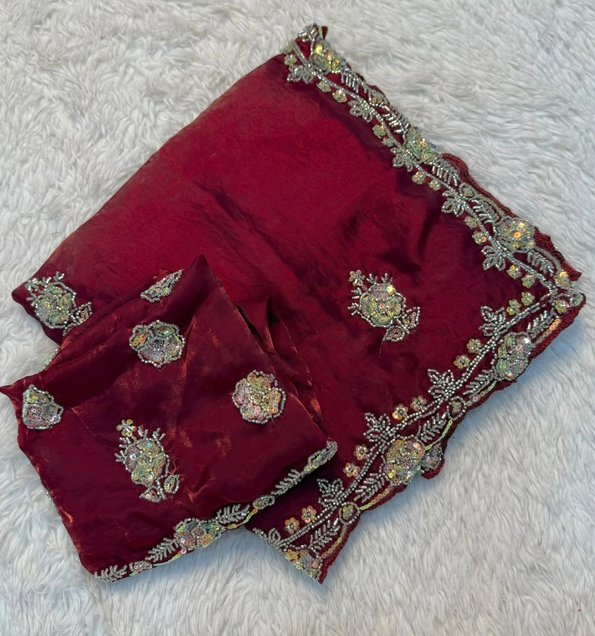 Vinayak Wholesale Fancy Space Silk Saree With Handwork Beads And Sequin Work 14
