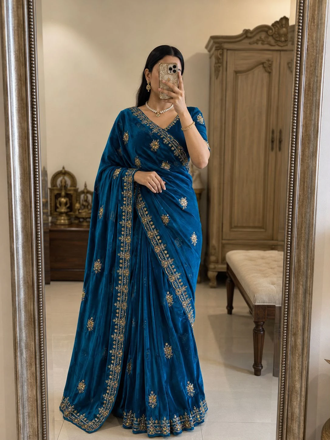 Vinayak Wholesale Fancy Space Silk Saree With Handwork Beads And Sequin Work 2
