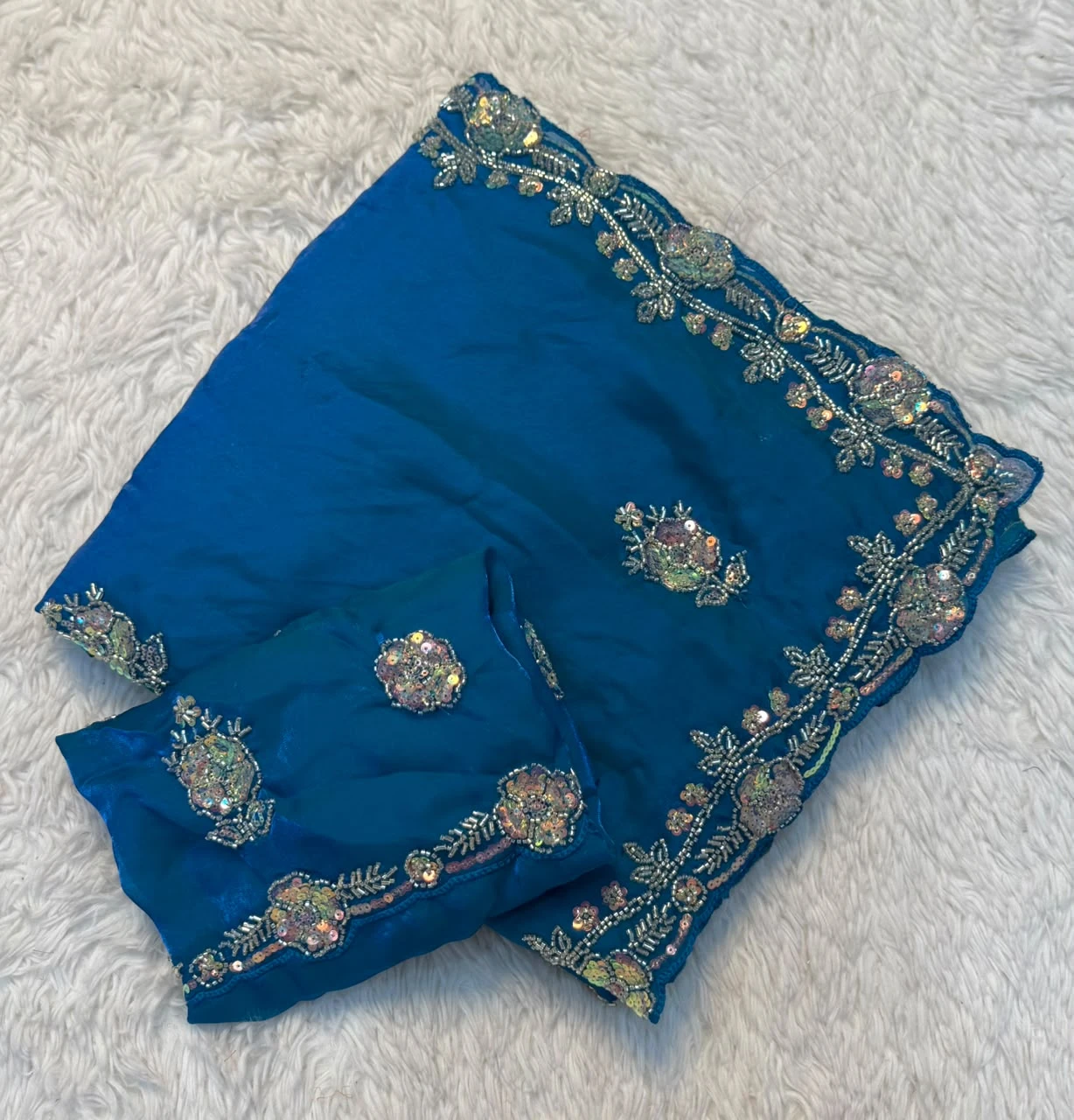Vinayak Wholesale Fancy Space Silk Saree With Handwork Beads And Sequin Work 4